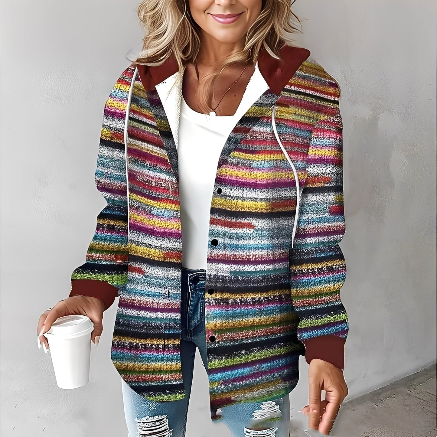 Martina - Bequeme Damenjacke mit Kapuze aus Wolle