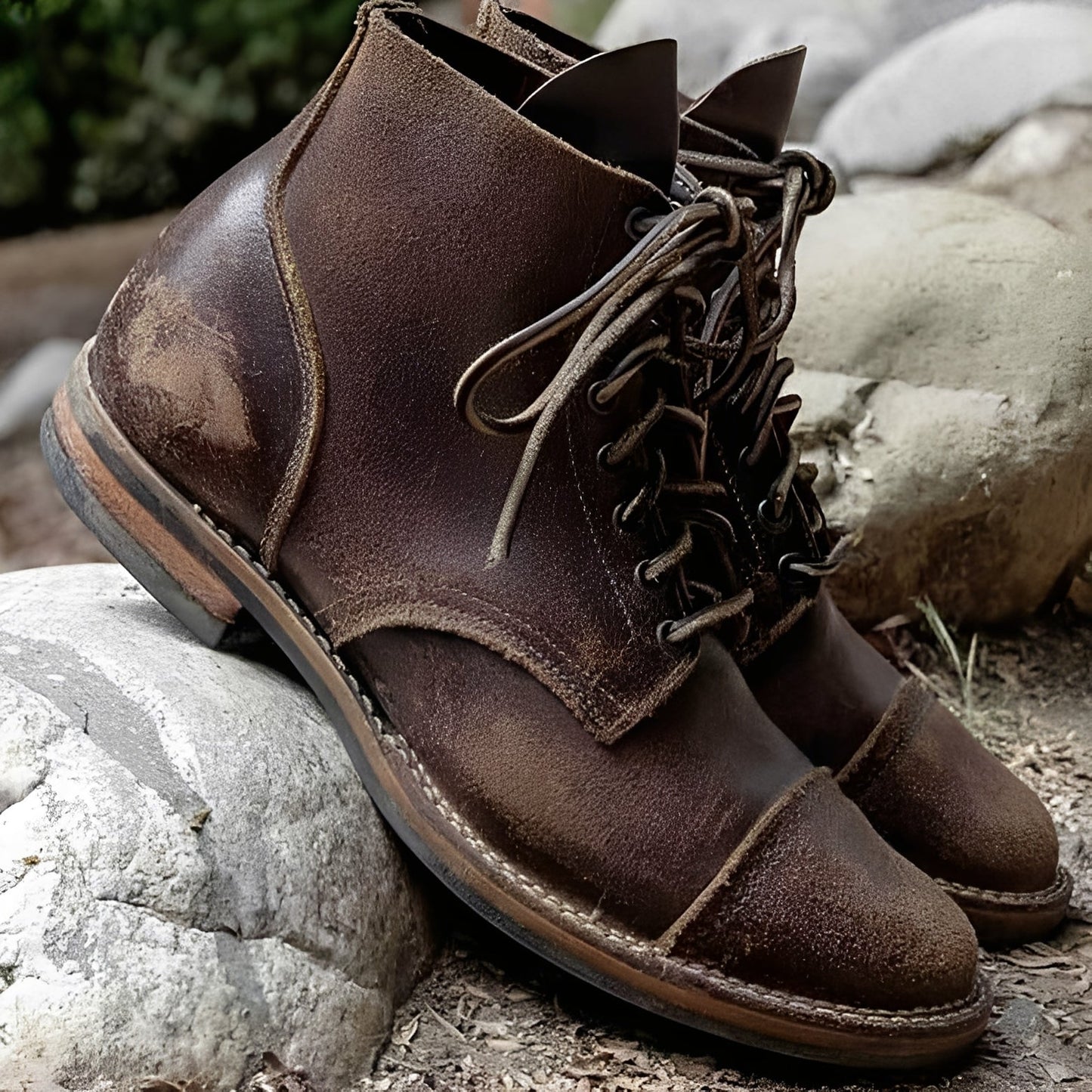 Jaydon - Retro-Lederstiefel für Männer mit runder Zehenspitze