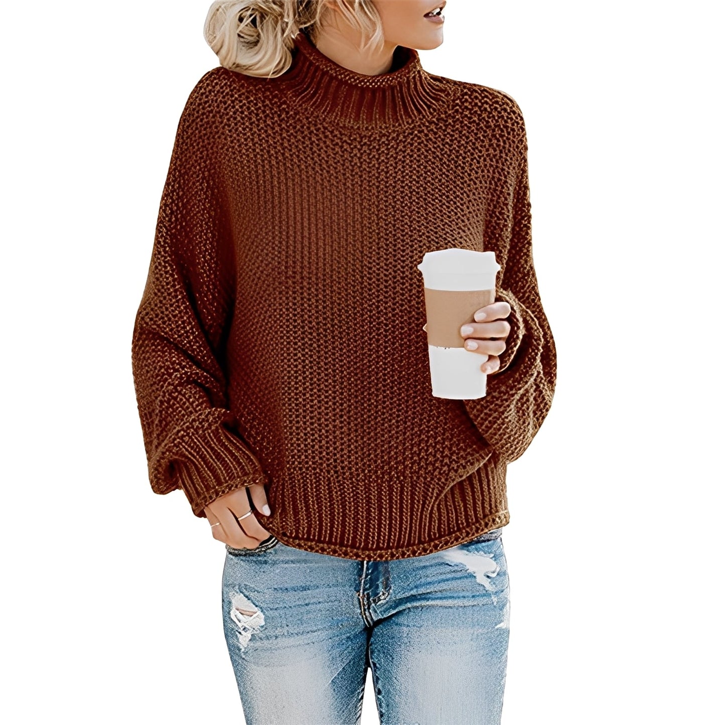 Evalyn - Gemütlicher Damenpullover mit hohem Kragen