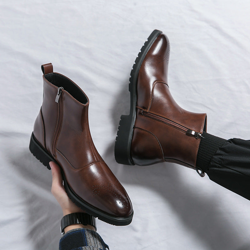 Kennith - Modische und bequeme Chelsea-Lederschnürstiefel für Herren