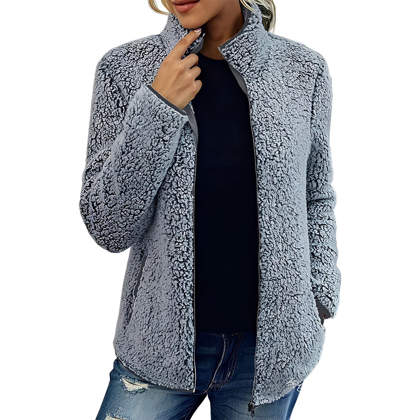 Alethea - Eleganter Damenmantel aus Fleece-Samt