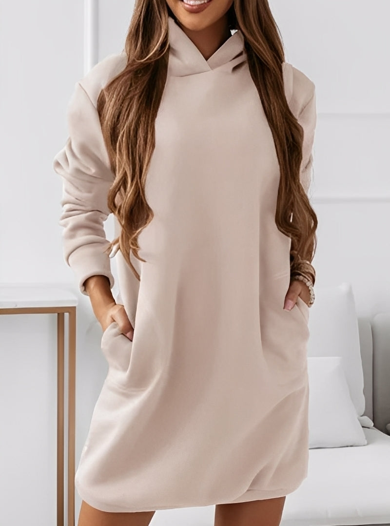 Michaela - Kurzes Damenkleid mit Kapuze, stilvoll