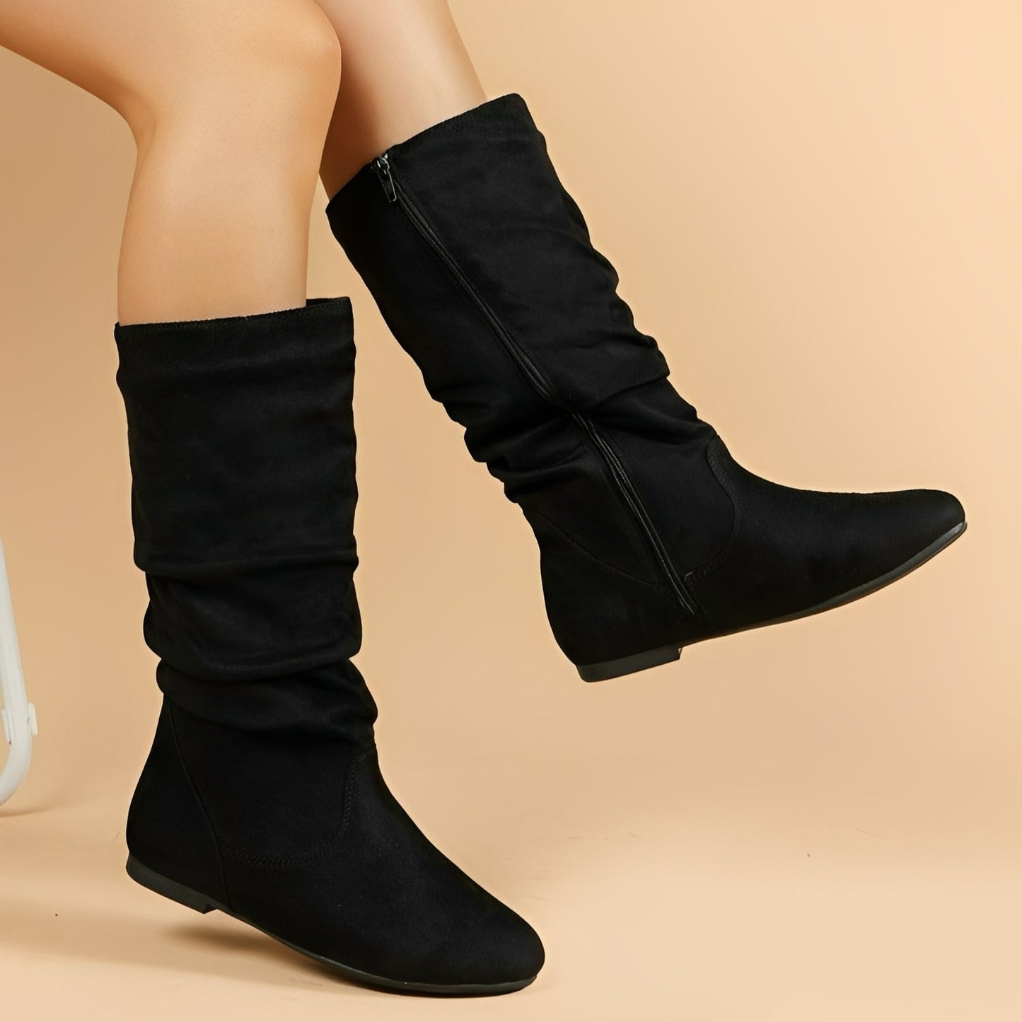 Abayomi - Damen-Mittelkalbstiefel mit Reißverschluss