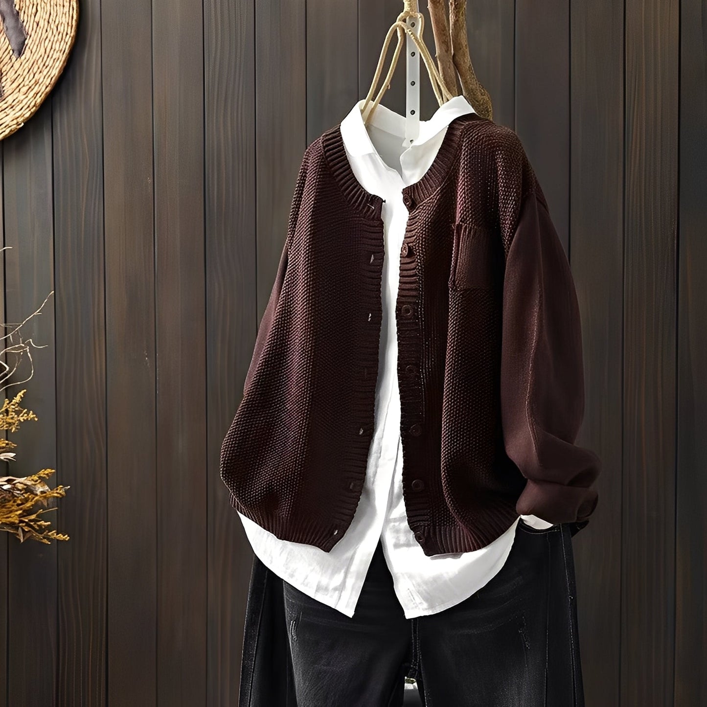 Shanon - Klassische, weit geschnittene Damen-Strickjacke