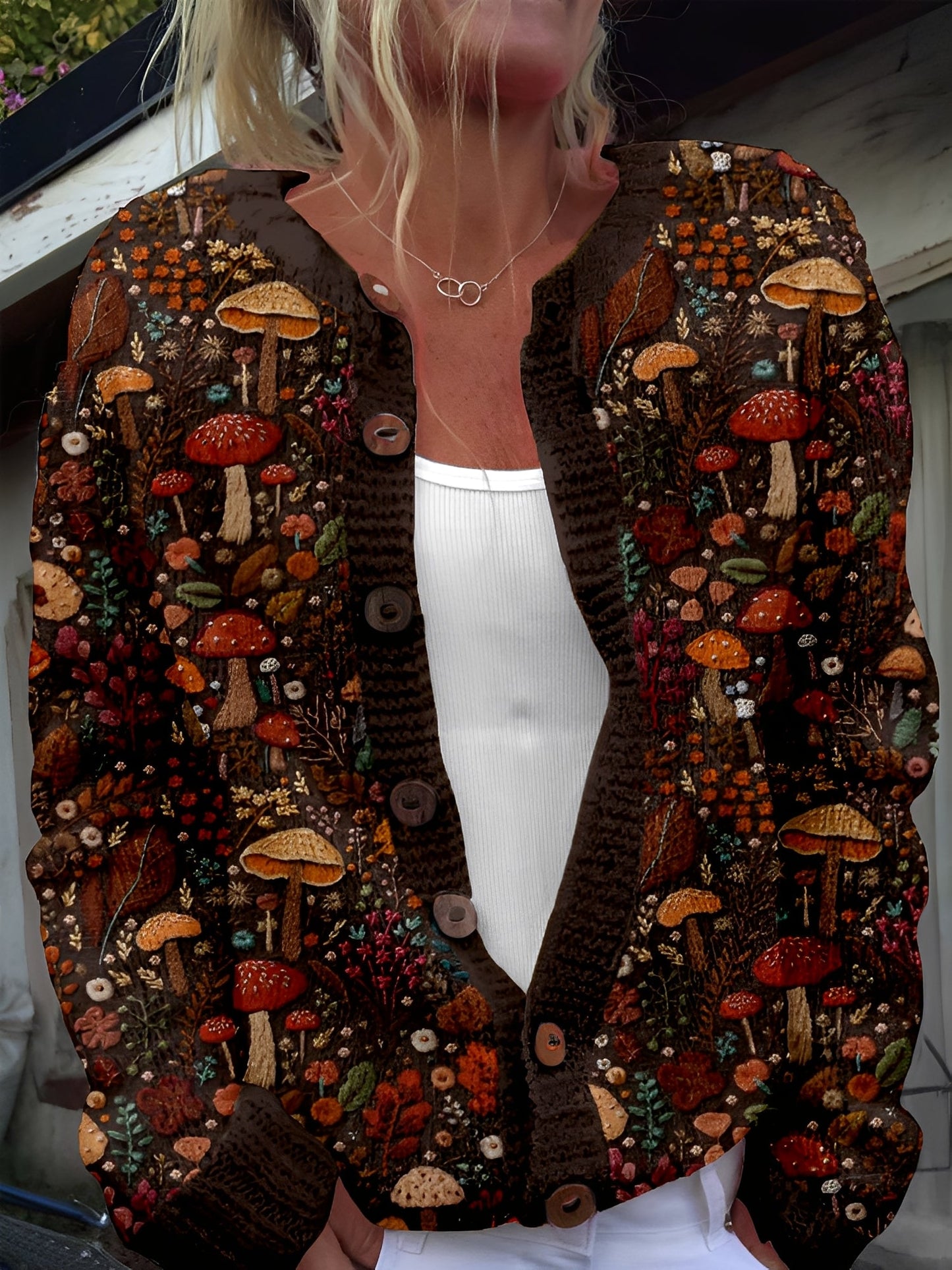 Kandace - Modische Damenstrickjacke mit Blumenmuster