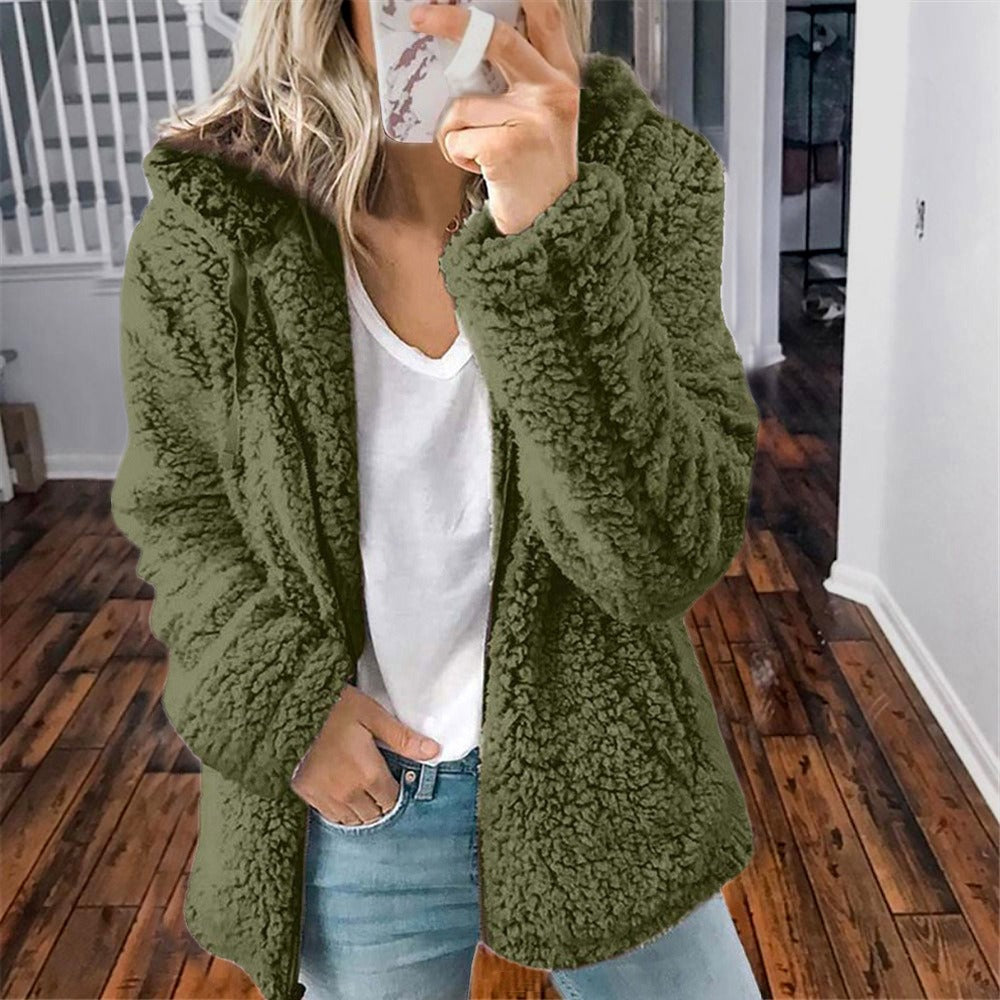 Celandine – Teddyfellmantel mit Kapuze