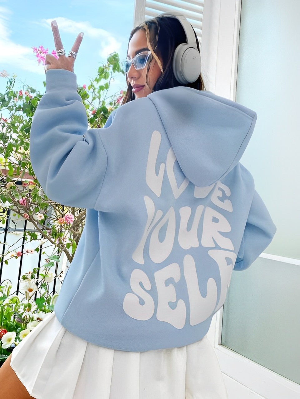 Daria – Bedruckter Baumwoll-Hoodie