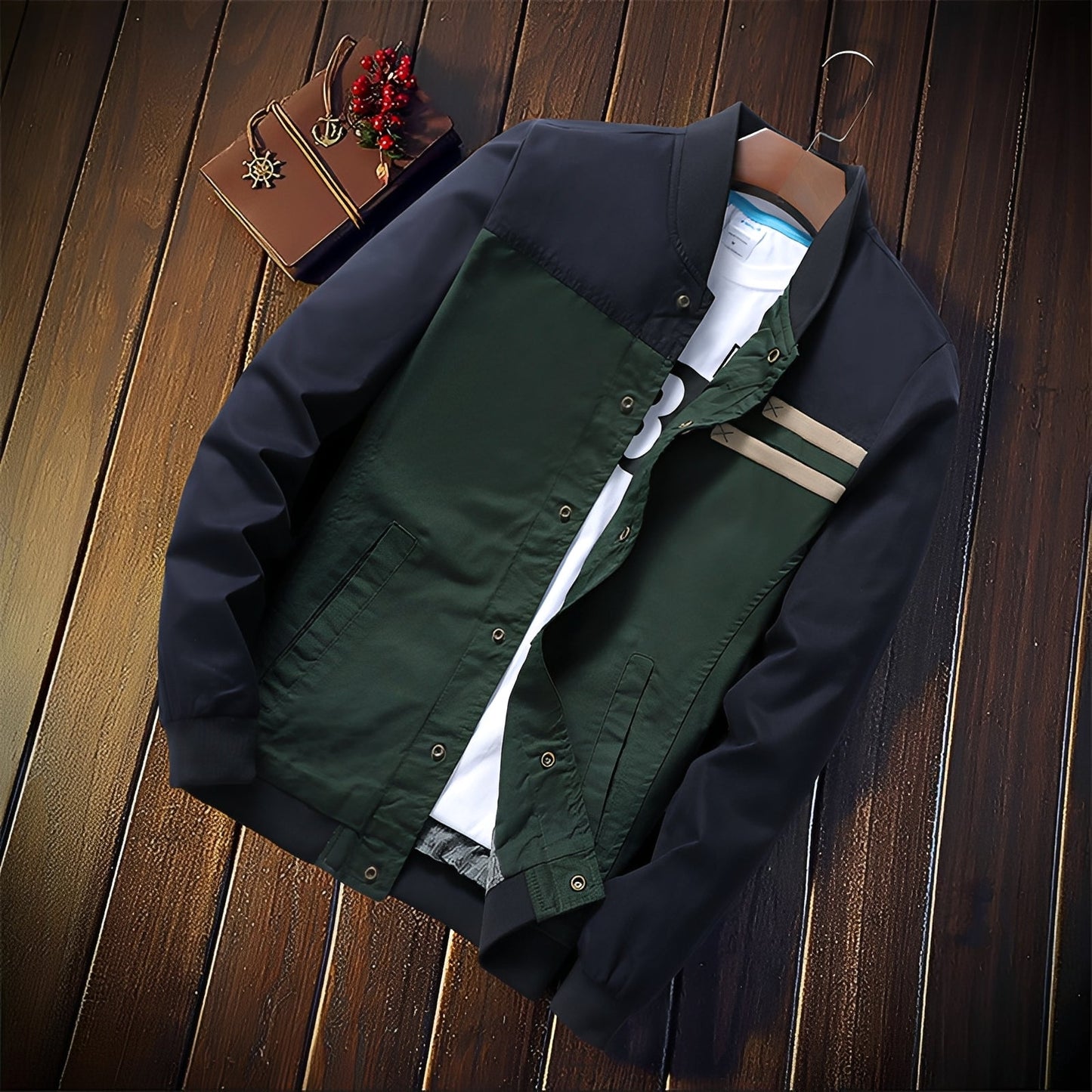 Jenson - Moderne Herren-Bomberjacke mit Streifen