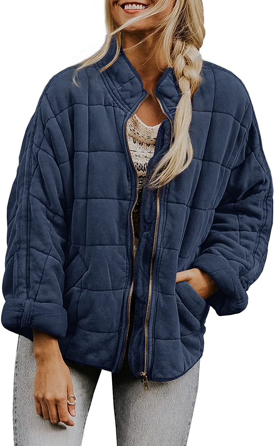 Wenona - Warme Karo-Jacke mit Taschen für Frauen