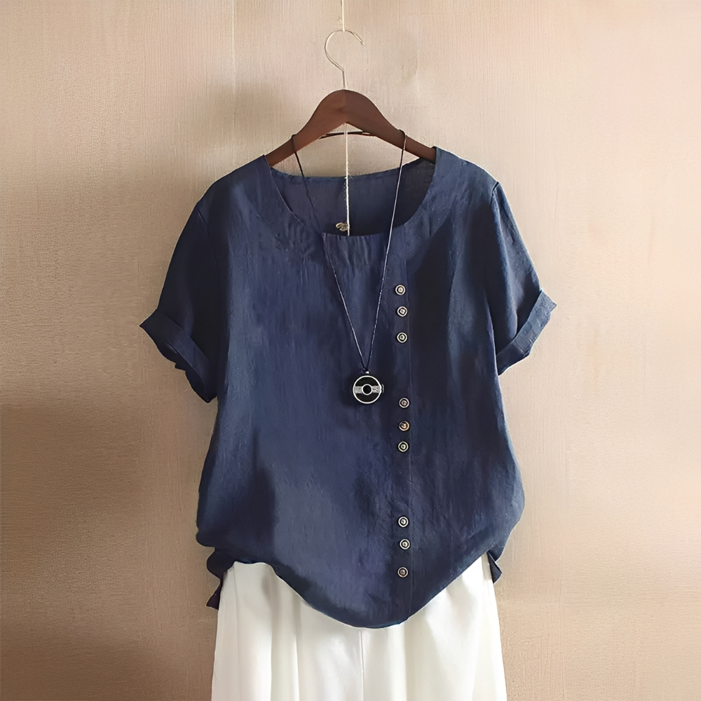 Corrine - Traditionelle, locker sitzende Damen-Leinenbluse
