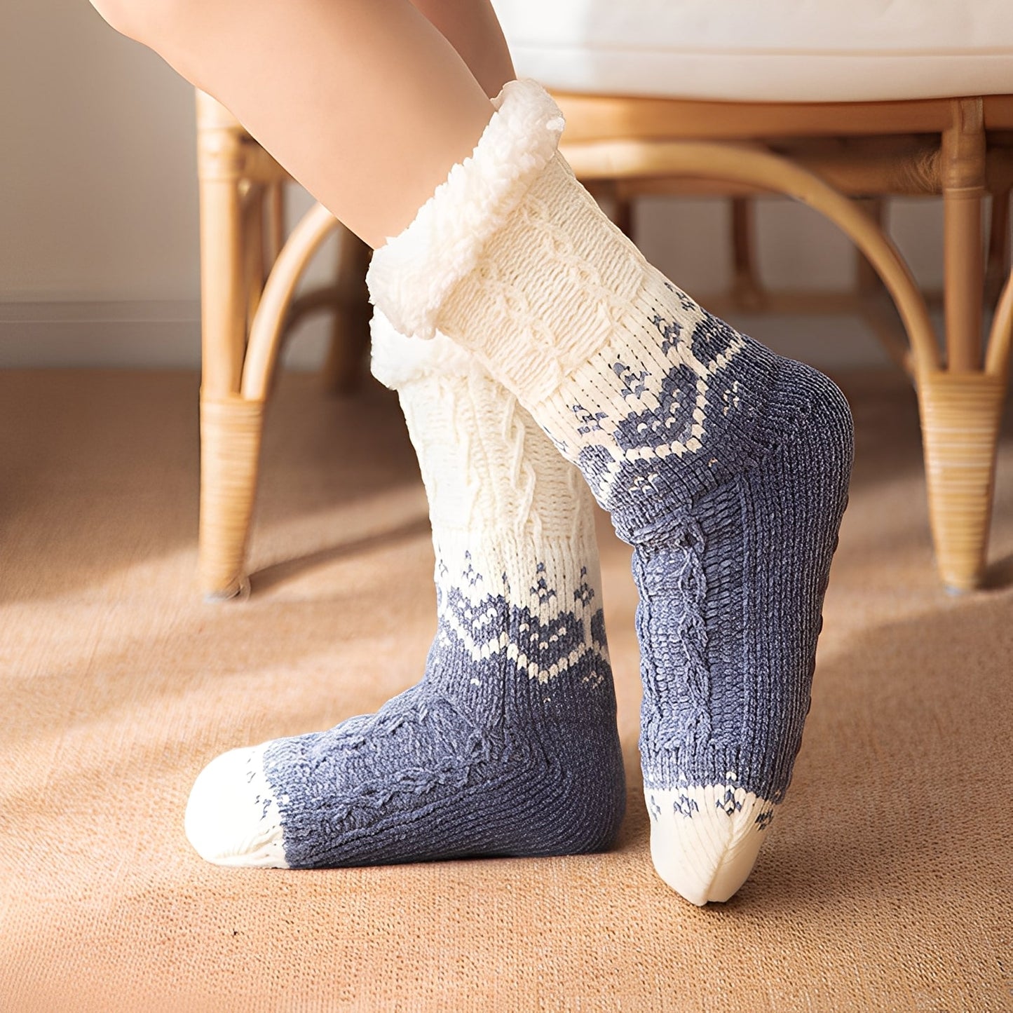 Danika - Stilvolle gestrickte Kuschelsocken mit Herzdesign für Damen
