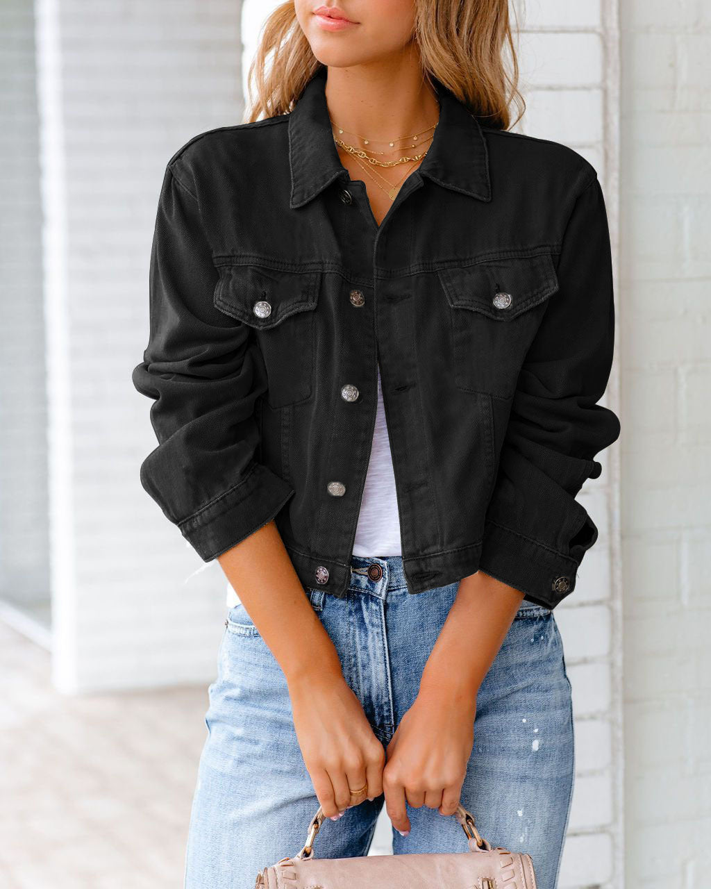Carolyn - Bequeme Damen-Jeansjacke mit Taschen
