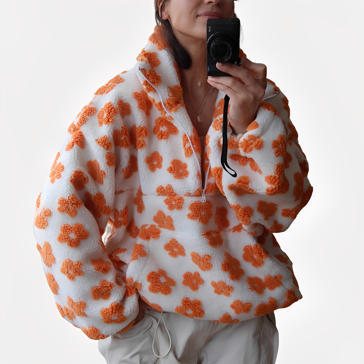 Elizabeth - Damen-Sherpa-Pullover mit stilvollem Blumenmuster