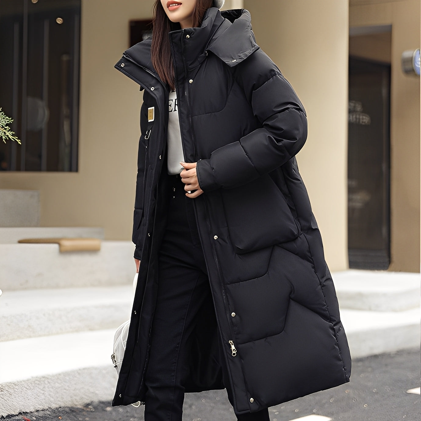 Rexanne - Lange, modische Damen-Hoodie-Jacke