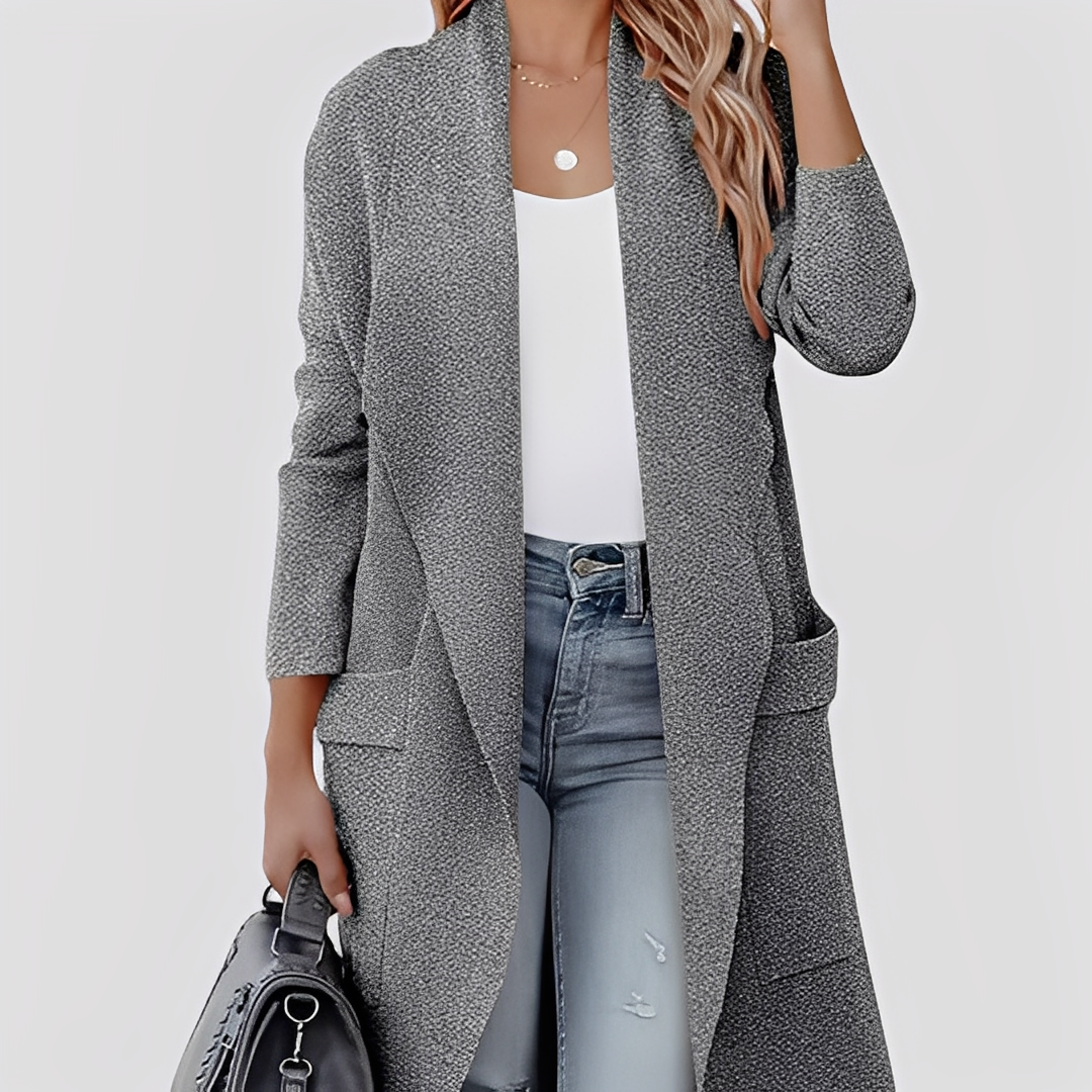Chantal - Angenehme lange Tweed-Strickjacke für Damen