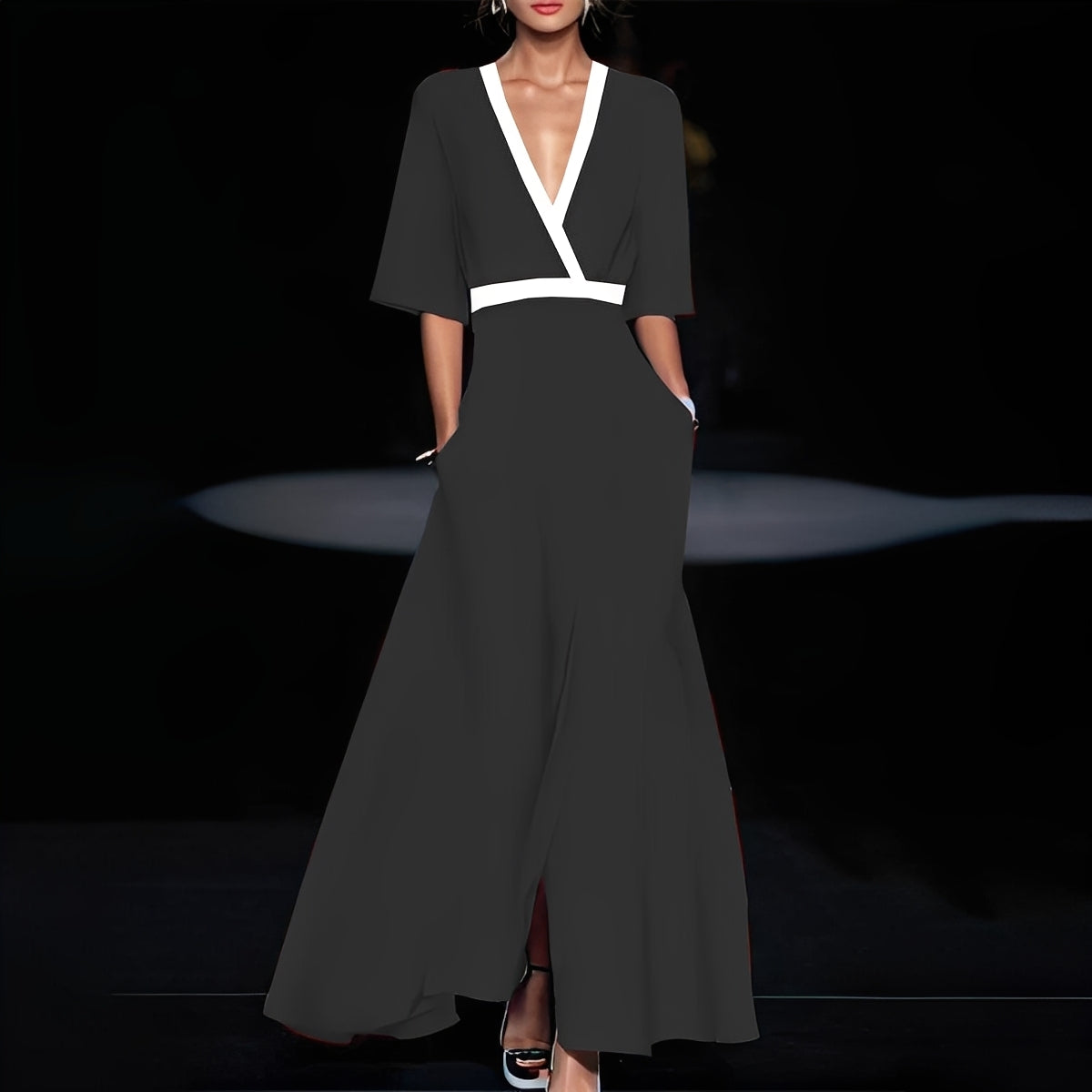 Débora - Damen-Langkleid mit elegantem Blumenmuster