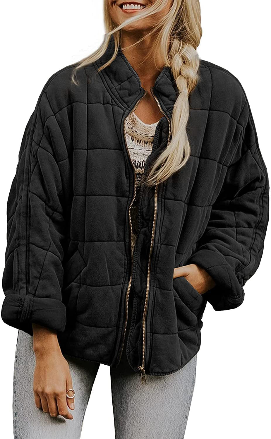 Wenona - Warme Karo-Jacke mit Taschen für Frauen