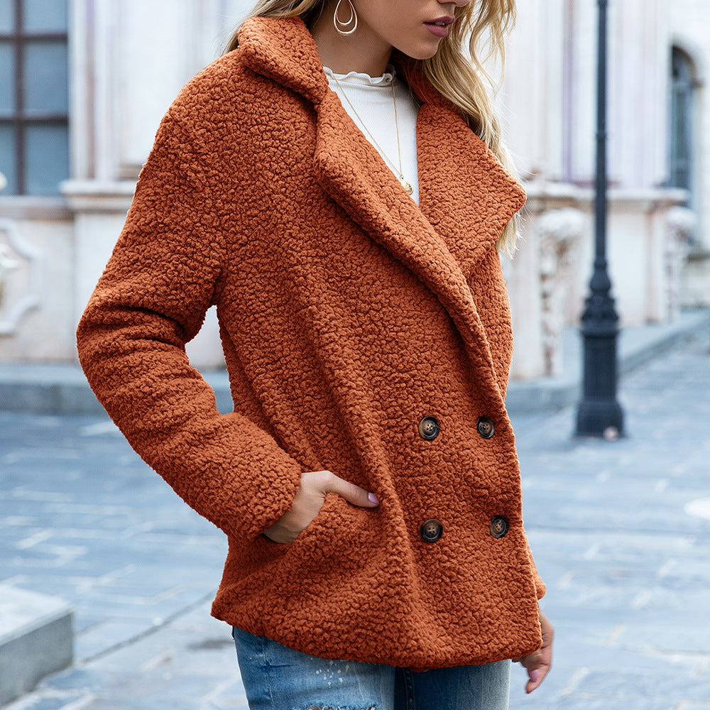 Brianna - Dicke lange Damenjacke mit Knöpfen