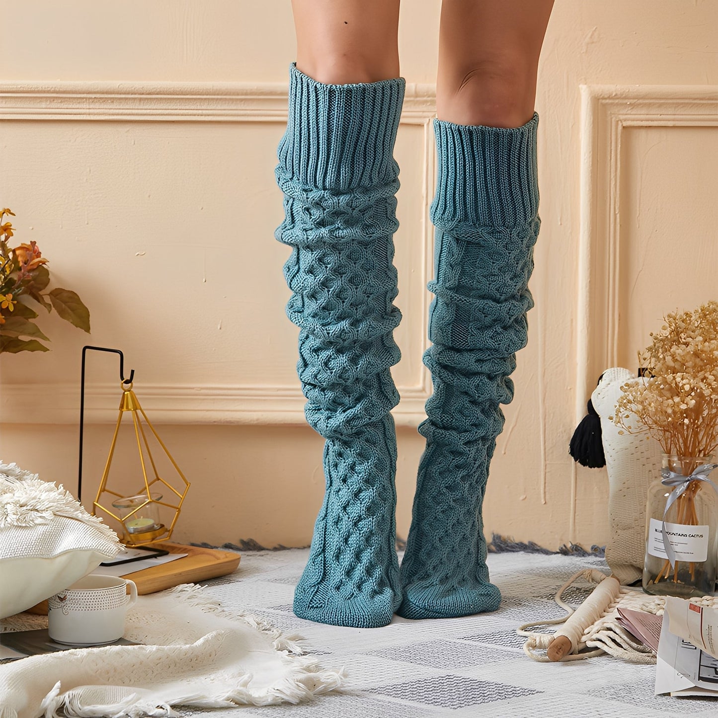 Jillian - Weiche, modische, lange Wollsocken für Damen
