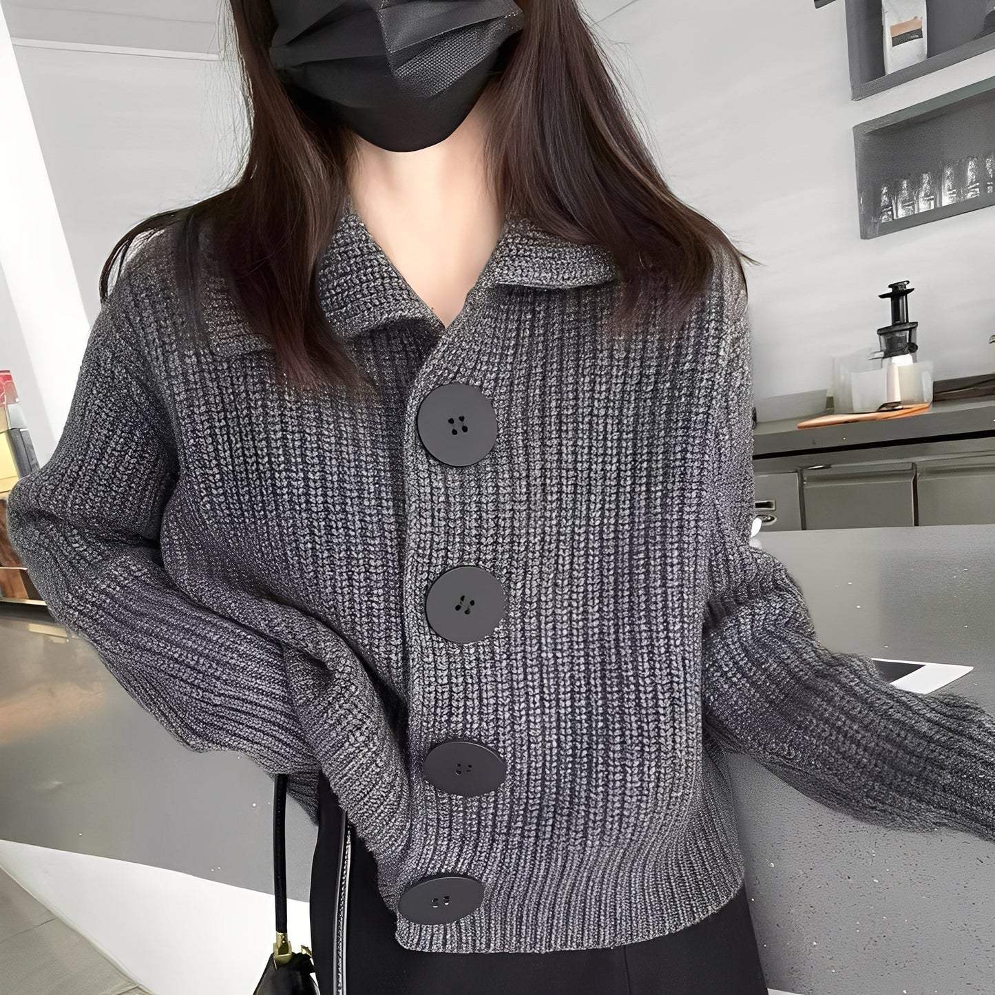 Alannah - Modische Damen-Strickjacke mit großen Knöpfen