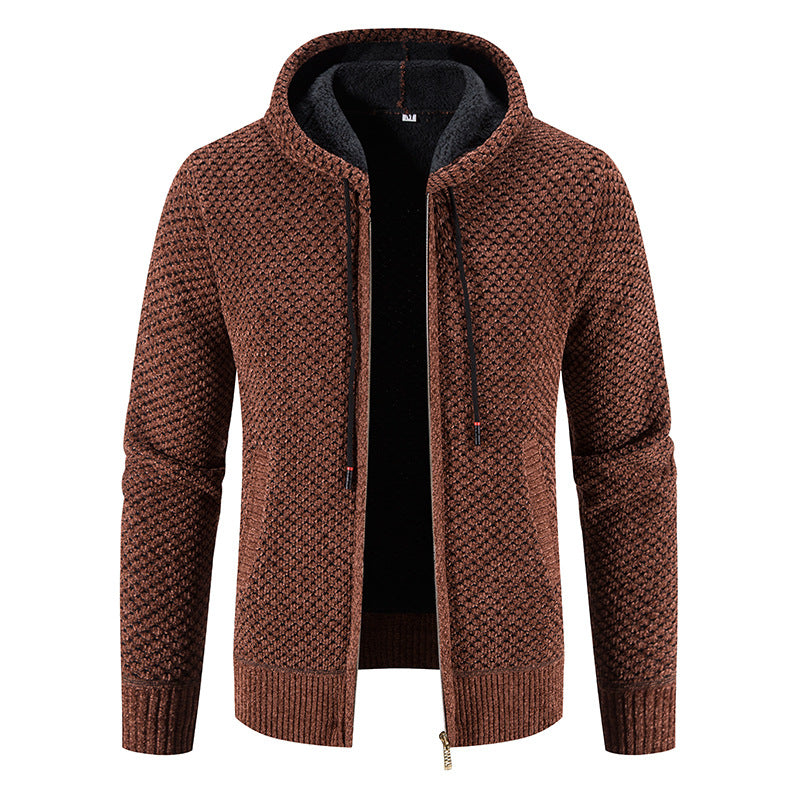 Roswell - Musterhafte Herren-Strickjacke mit Kapuze