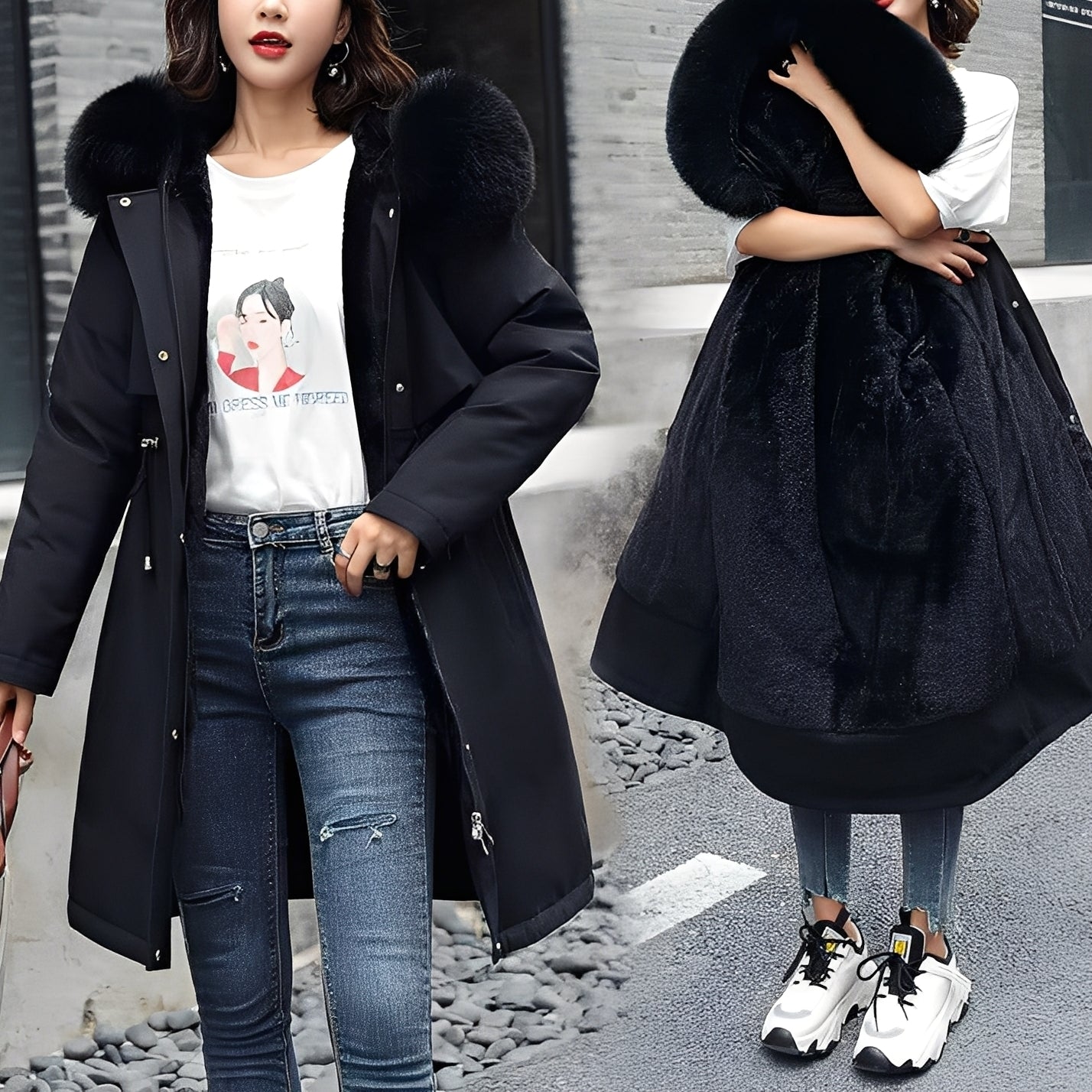 Evette - Warmer Damenmantel mit eleganter Kapuze