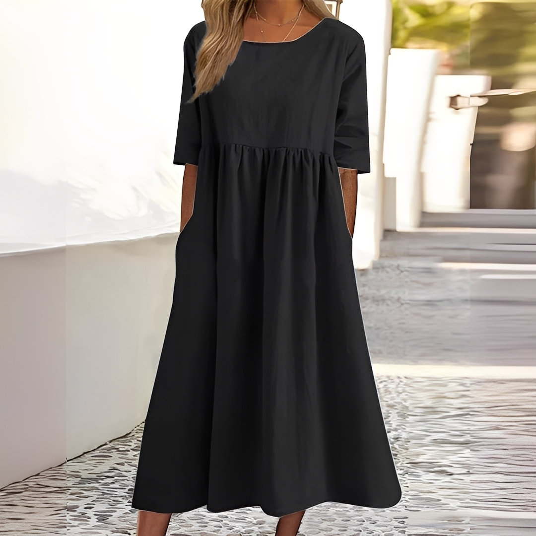 Sylvette - Damen-Baumwollkleid mit Rundhals