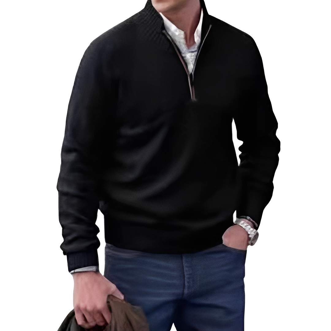 Matéo - Herren-Strickpullover mit halbem Reißverschluss