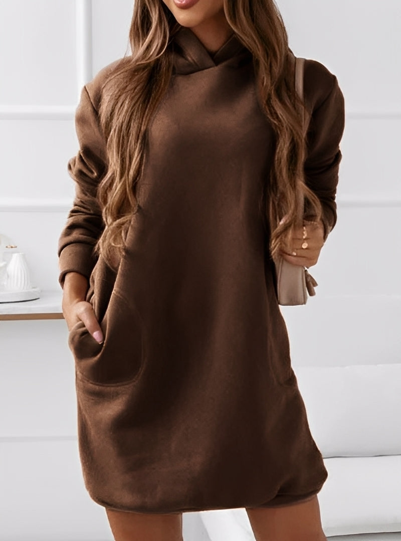 Michaela - Kurzes Damenkleid mit Kapuze, stilvoll