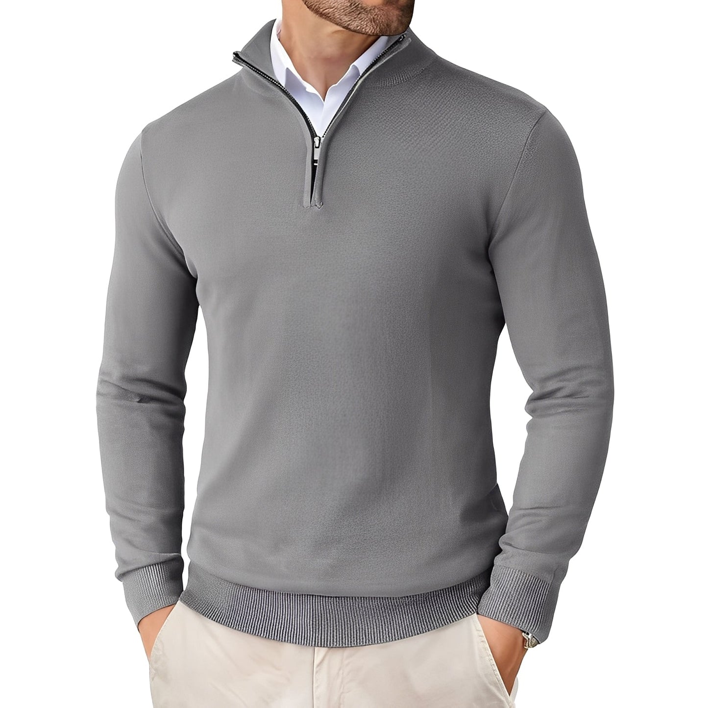 Darell - Eleganter Herrenpullover mit Reißverschluss