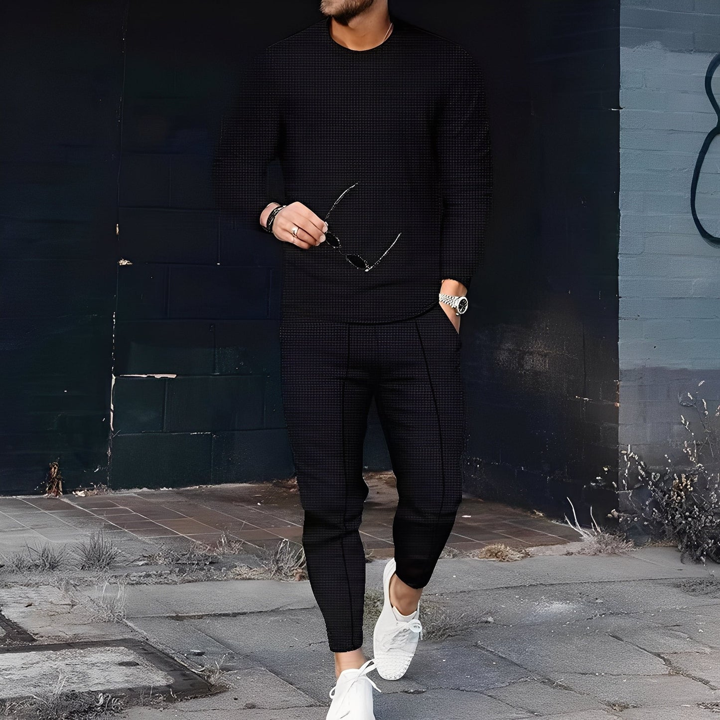 Dillan - Gemütliches Slim-Fit-Herrenset mit Waffelstoff