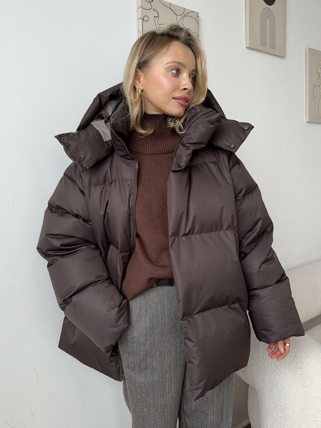 Louisa - Gestepptes kurzes Hoodie mit Kapuze