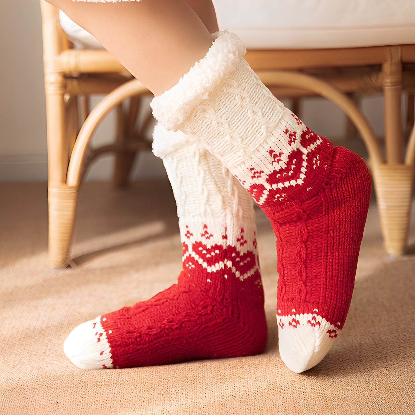 Danika - Stilvolle gestrickte Kuschelsocken mit Herzdesign für Damen