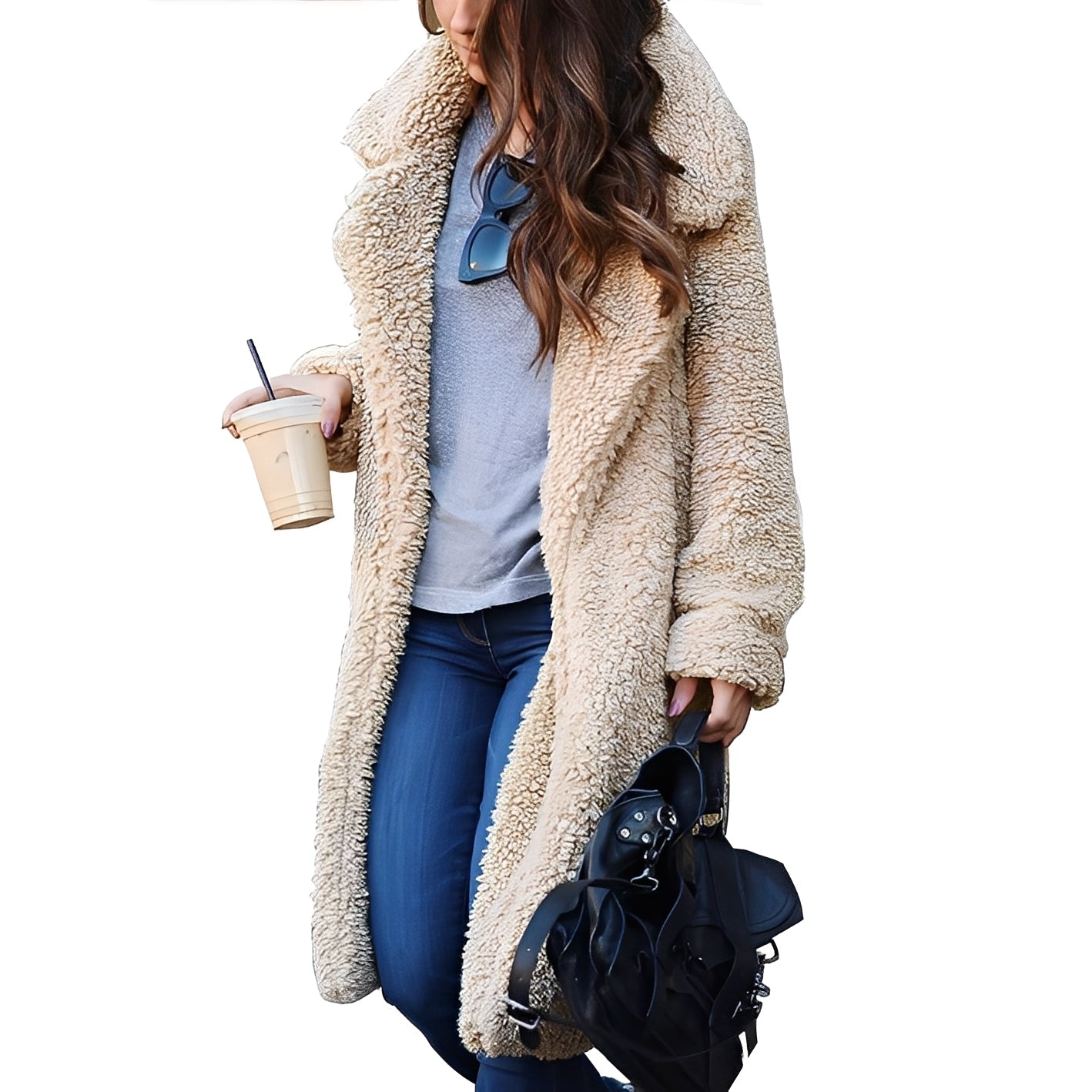 Katharine - Damen-Wollmantel mit elegantem Plüsch