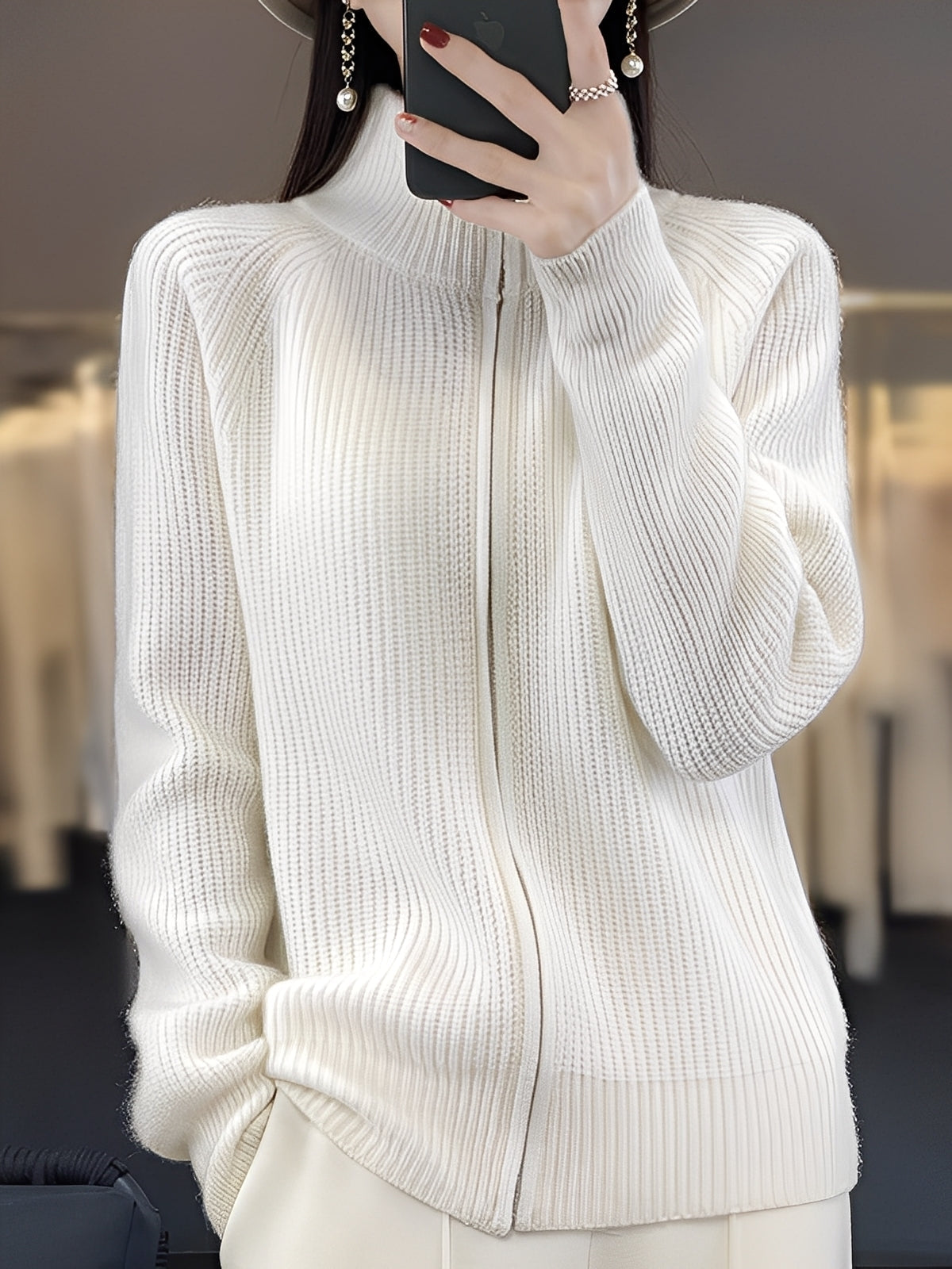 Brylee - Zeitgemäße Damen-Strickjacke aus Wolle mit Zipper