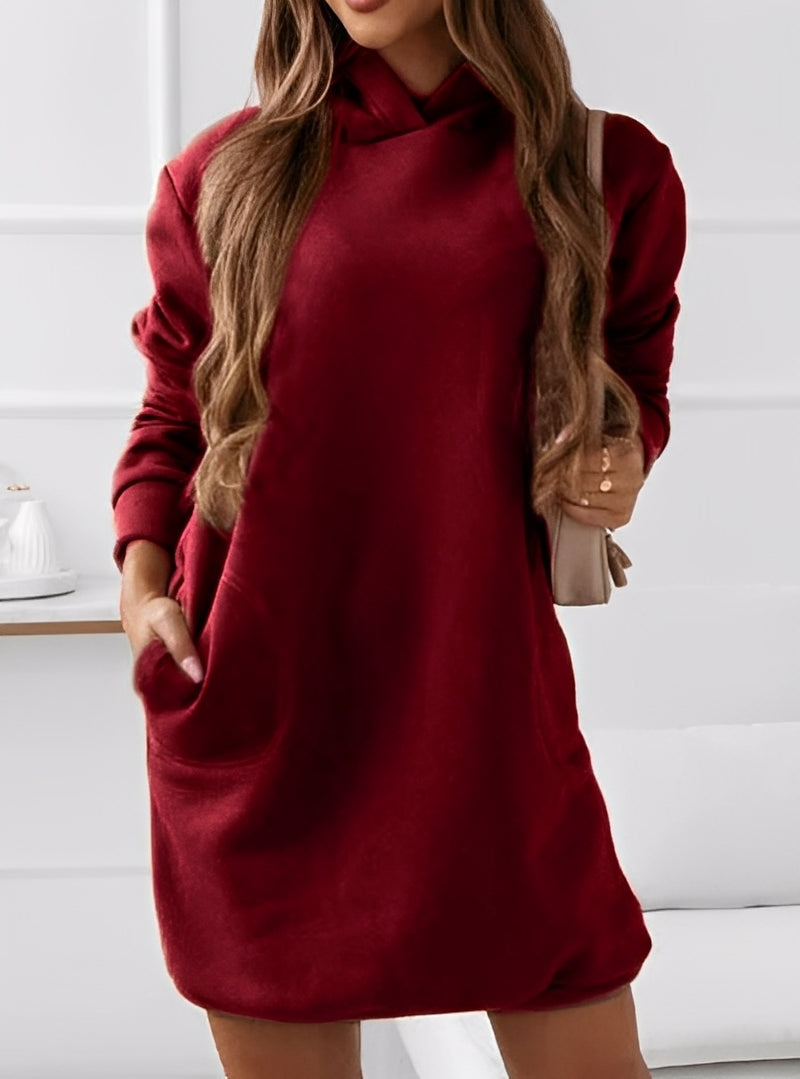 Michaela - Kurzes Damenkleid mit Kapuze, stilvoll