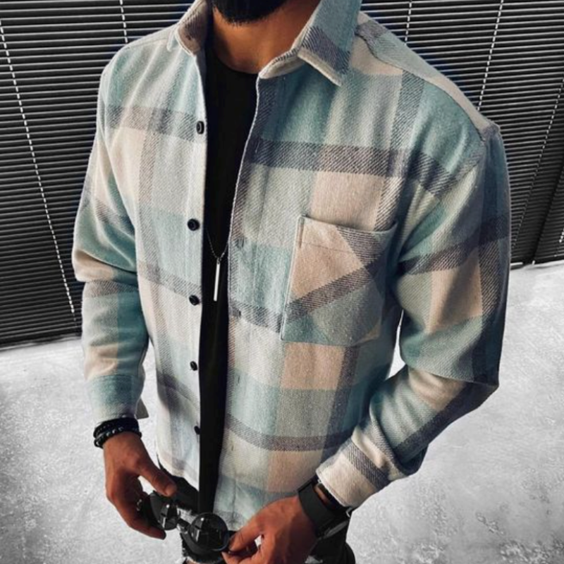 Ben – Kariertes Overshirt mit Brusttasche für Männer