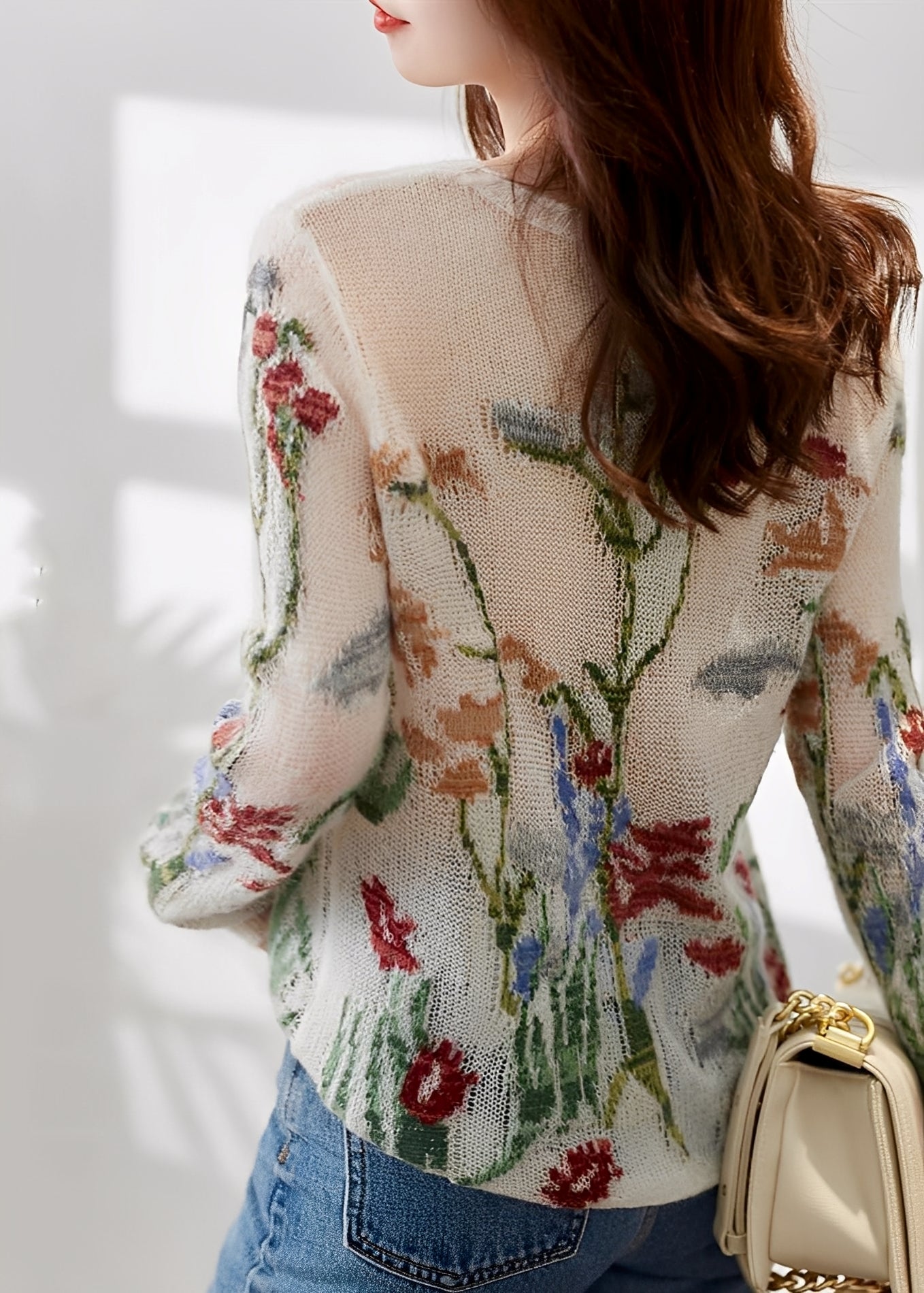 Gisselle - Schicker Strickpullover mit Blumenmotiv für Damen