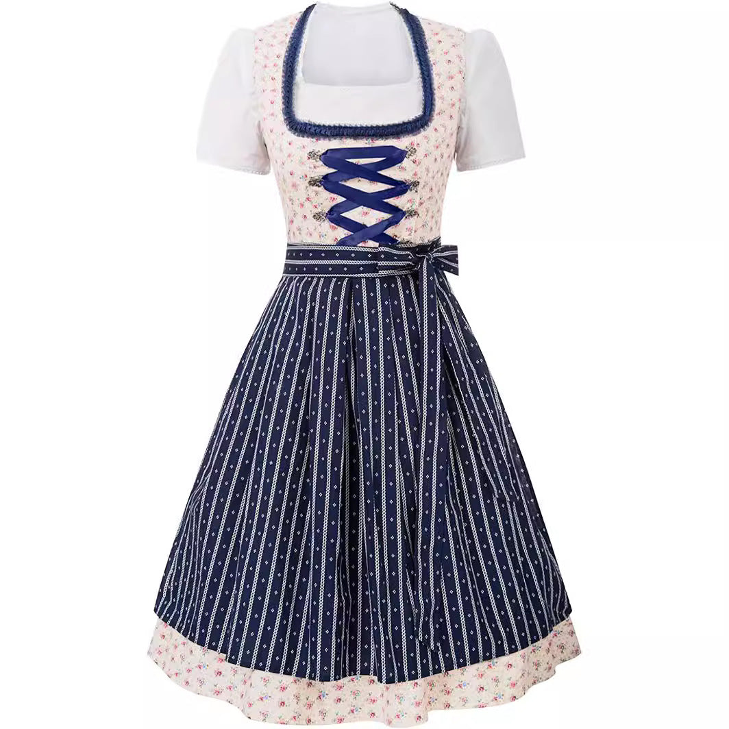 Haven - Damen Elegantes Blaues Oktoberfest Dirndl Kleid