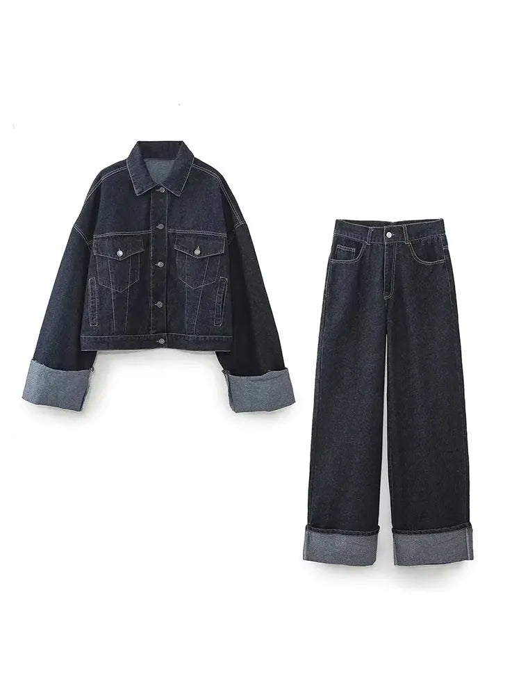 Clara – Denim-Set mit Trucker-Jacke & Hoch taillierte Jeans