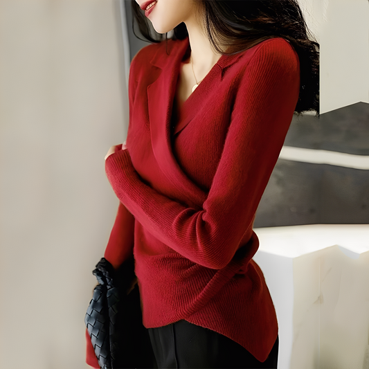 Myrtle - Klassischer, asymmetrischer eng anliegender Damenpullover