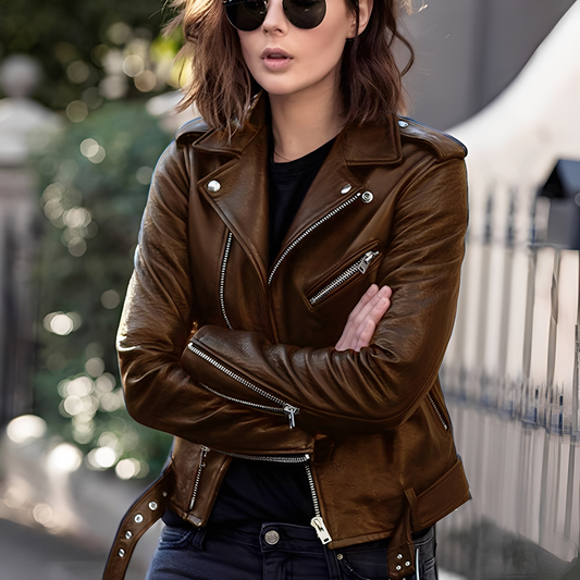 Miranda - Zeitlose Damenlederjacke mit Zipper