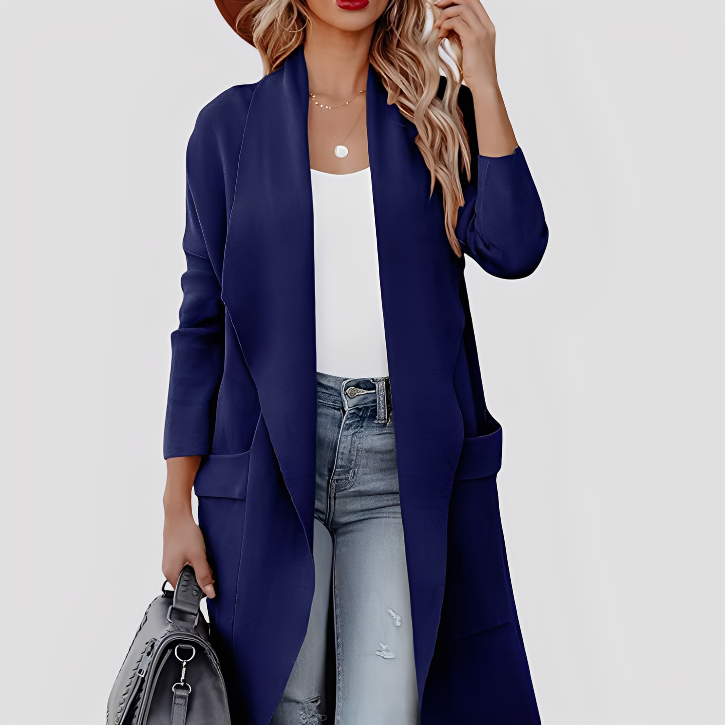 Chantal - Angenehme lange Tweed-Strickjacke für Damen
