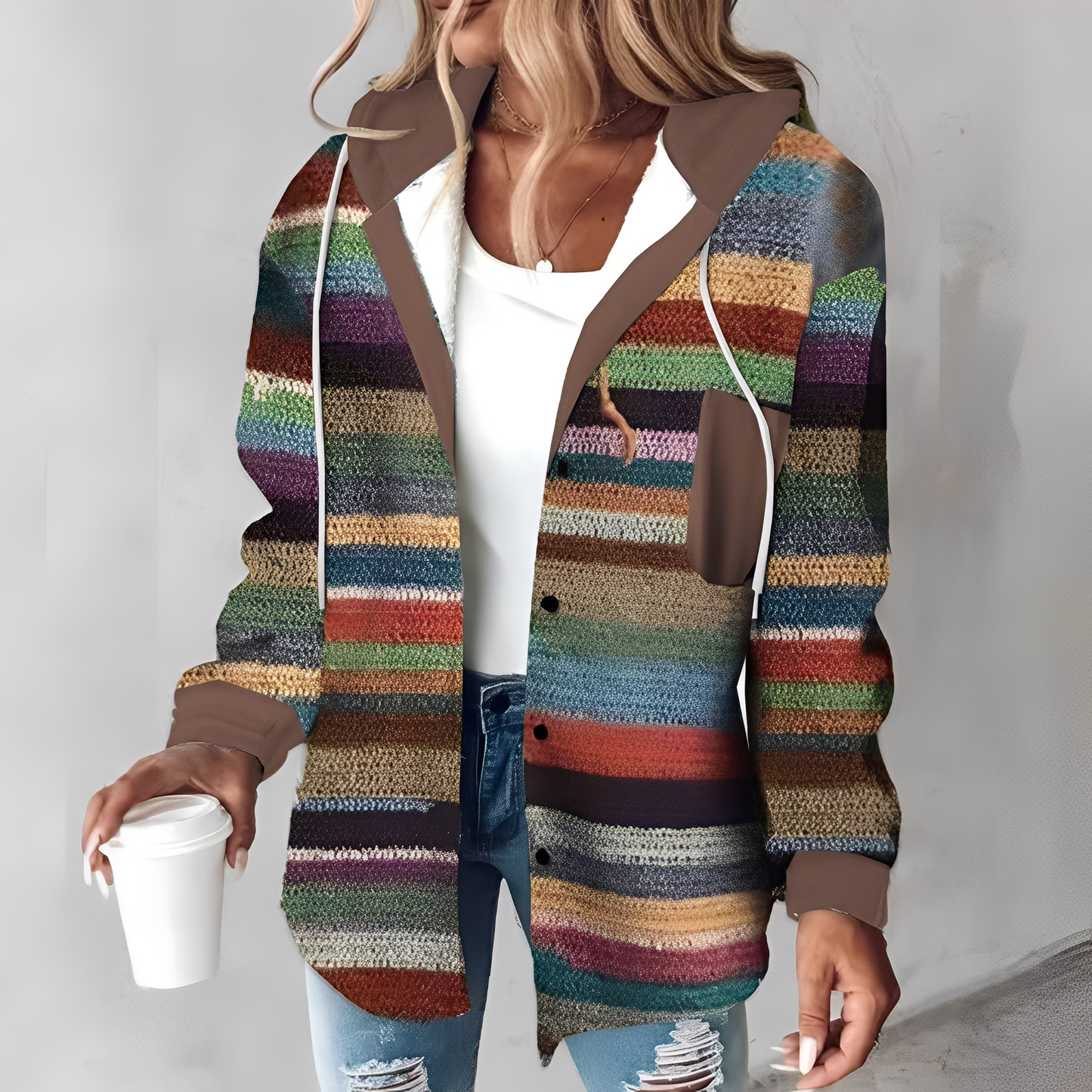Martina - Bequeme Damenjacke mit Kapuze aus Wolle