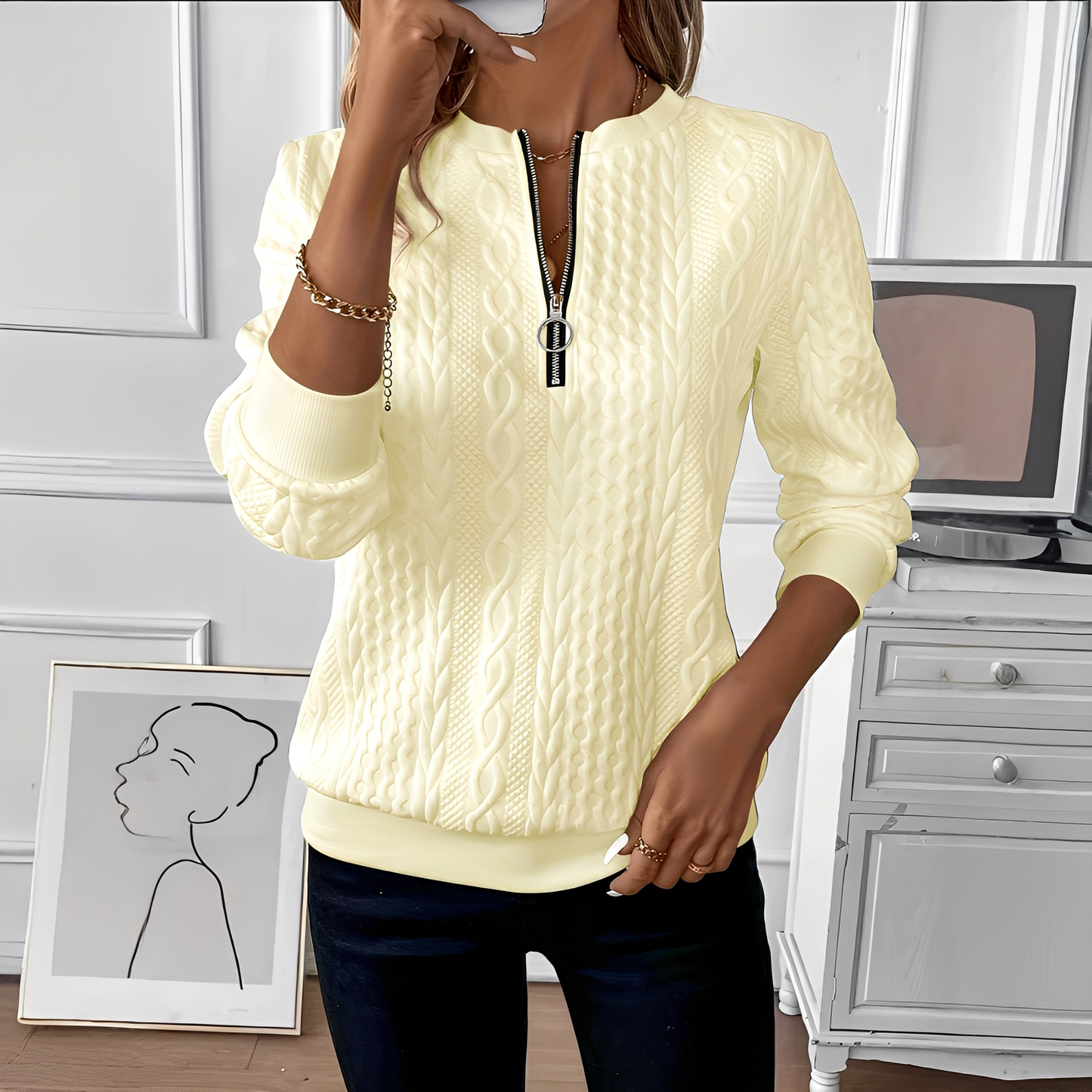 Chesley – Damen-Stricktop mit Reißverschluss im trendigen Look