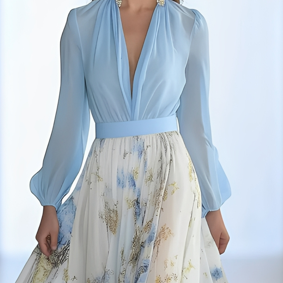 Sandrine - Luftdurchlässiges Kleid mit V-Ausschnitt für Damen