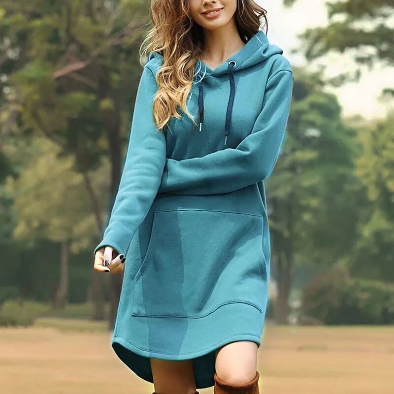 Juris – Langes Kapuzen-Sweatshirtkleid