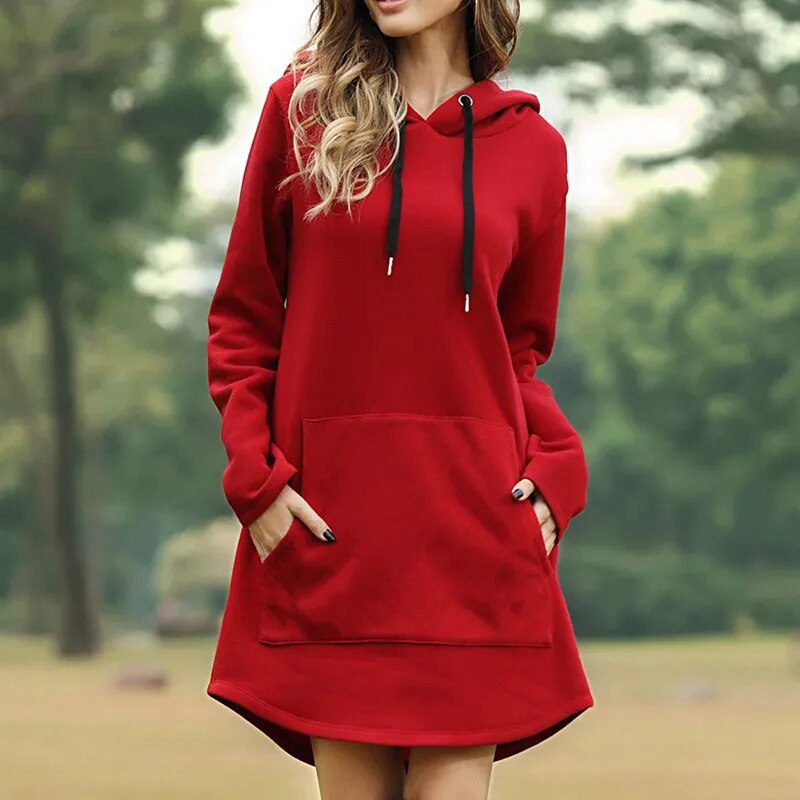 Juris – Langes Kapuzen-Sweatshirtkleid