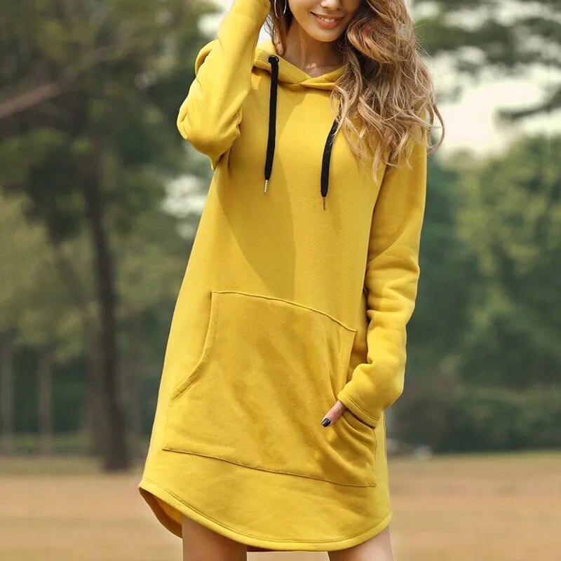 Juris – Langes Kapuzen-Sweatshirtkleid