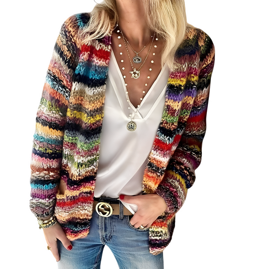 Deonne - Leichte, farbenfrohe Damen-Strickjacke